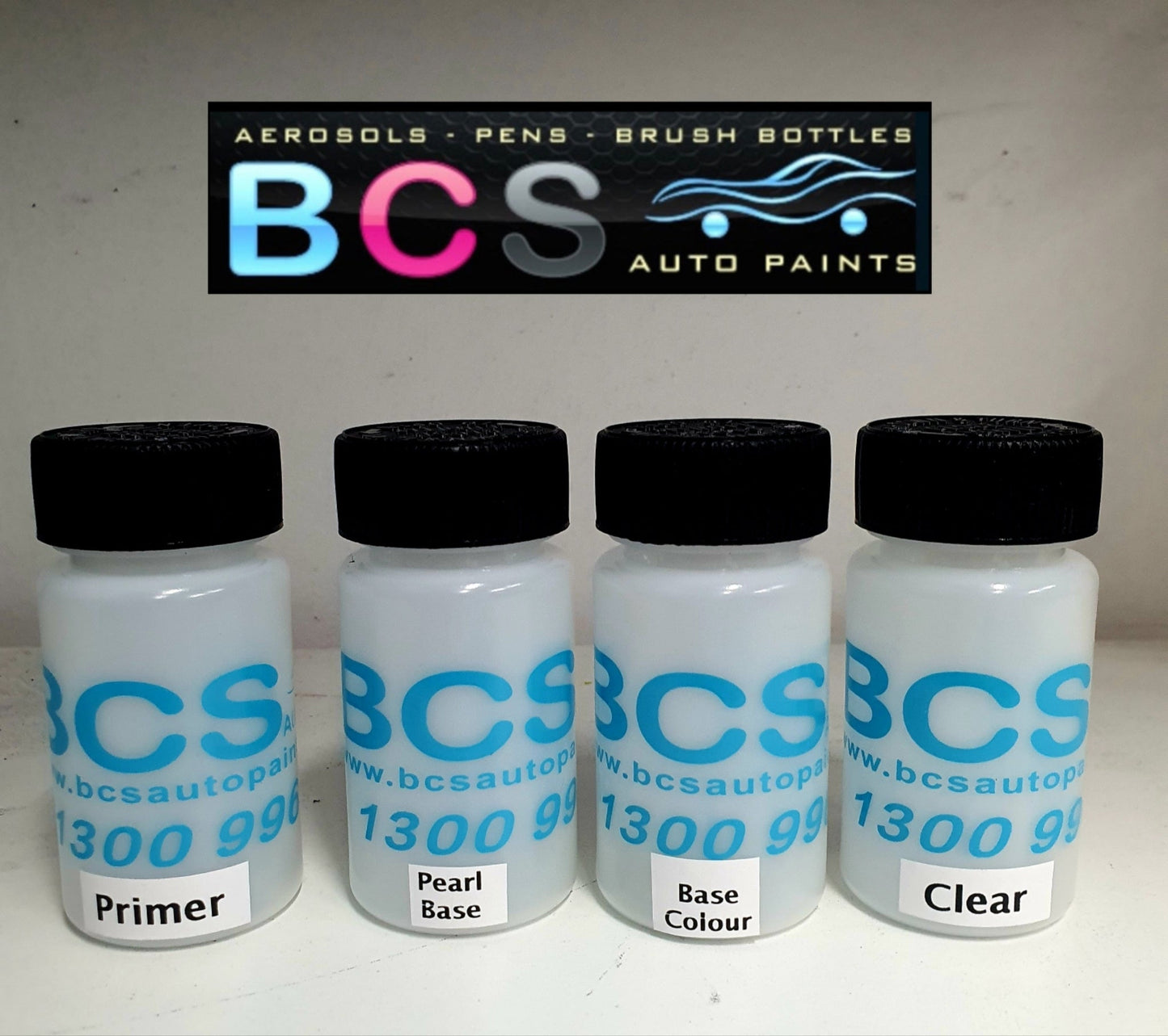 Tri Coat Pearl Kit + Primer 50ml Brush Bottle Paint Kit