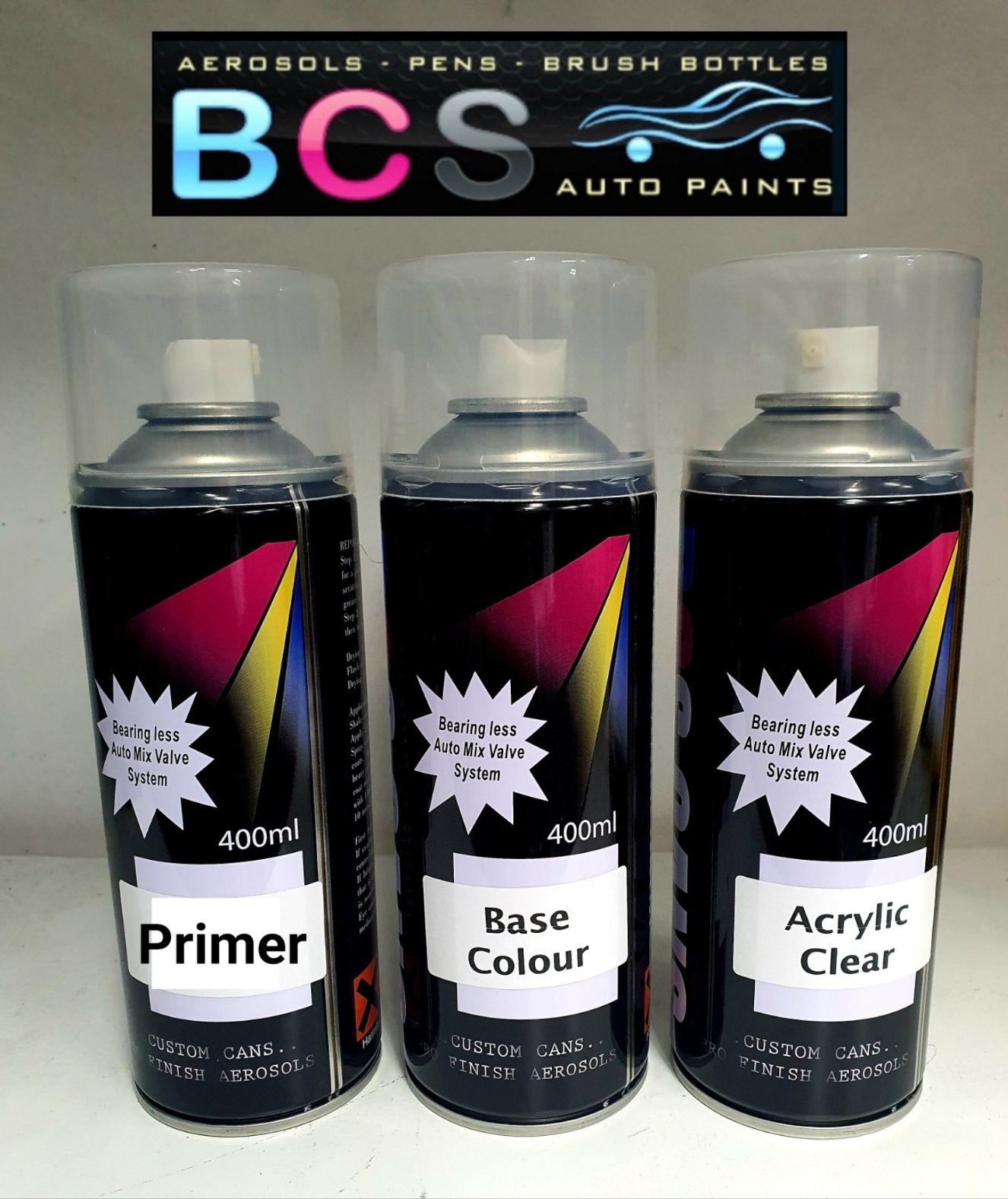 Primer , Base & Clear 400ml Aerosol Paint Kit