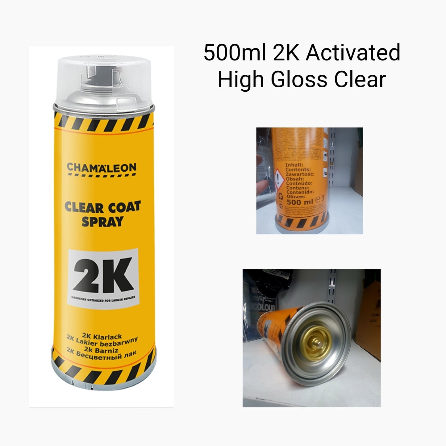 500ml 2k Activated High Gloss Clear Aerosol Paint