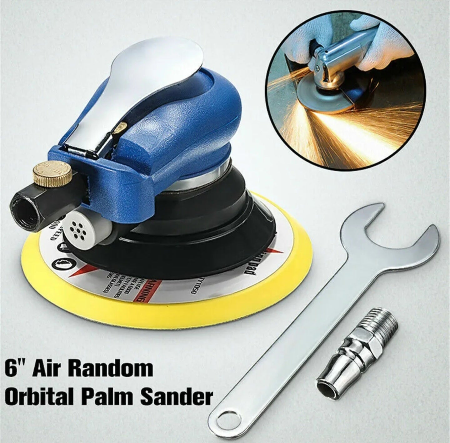 Air Orbital Palm Sander 6" 150mm Dual Action +10 Disc Sandpaper